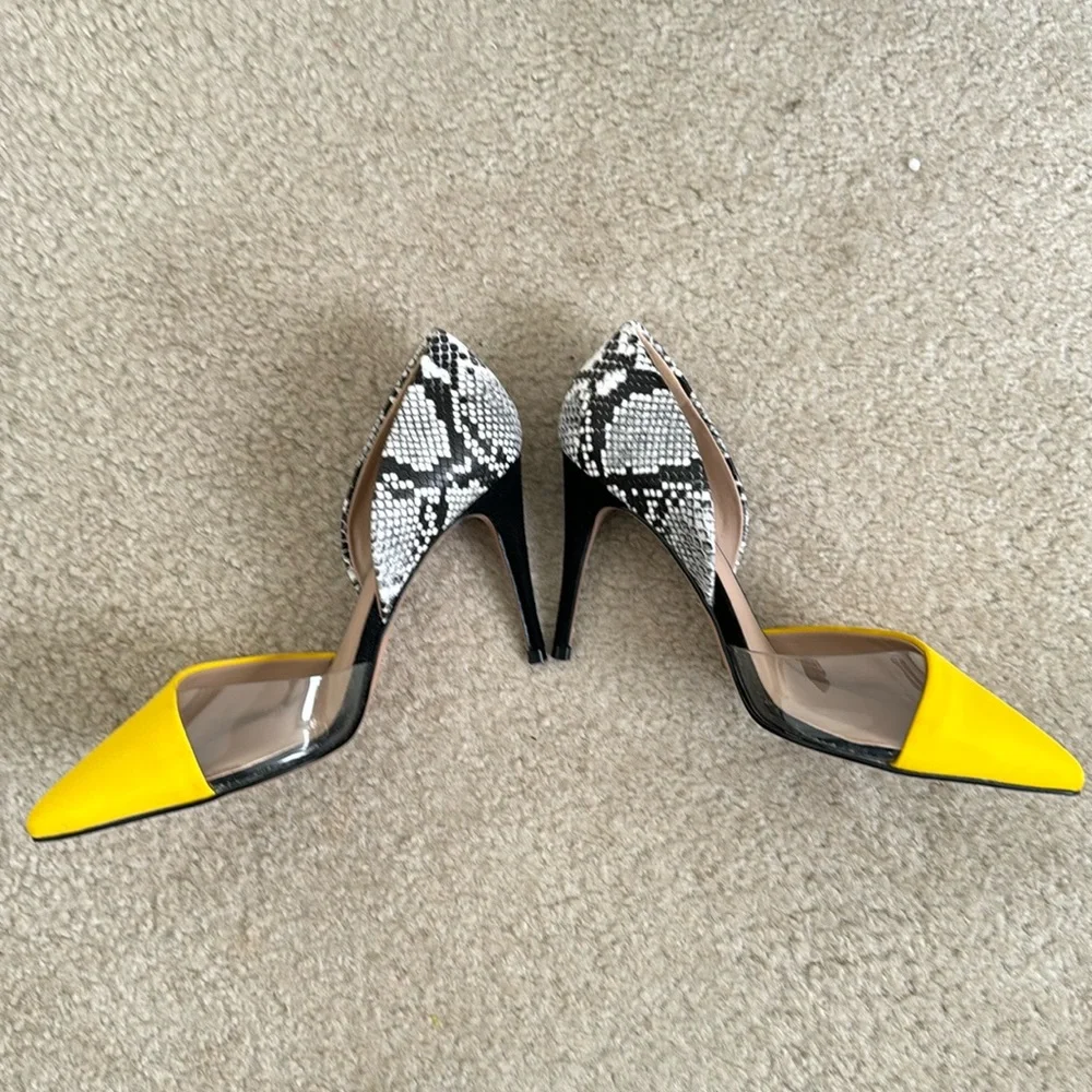 Mix No. 6 yellow suede python stiletto pumps - Picture 3 of 8